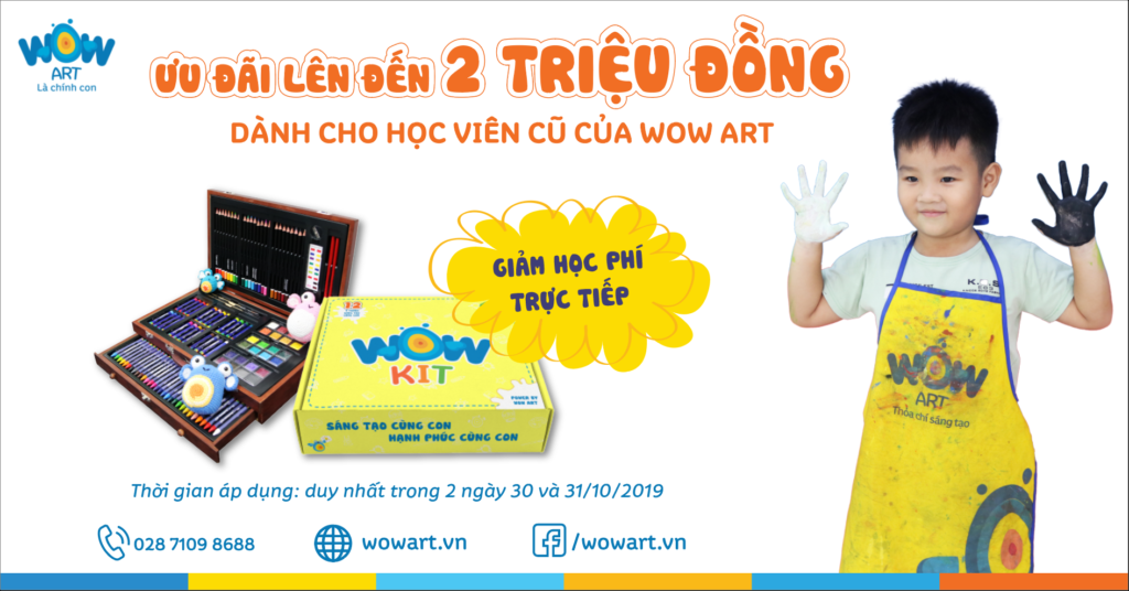 Wow Art là một trong những dự án nghệ thuật trực tuyến thú vị nhất hiện nay. Đây là nơi cung cấp cho bạn những kiến thức và hướng dẫn thực tế cần thiết để phát triển khả năng vẽ của mình. Tạo nên những tác phẩm nghệ thuật ấn tượng và độc đáo ngay hôm nay bằng cách nhấp vào ảnh và đăng kí khóa học ngay nhé!